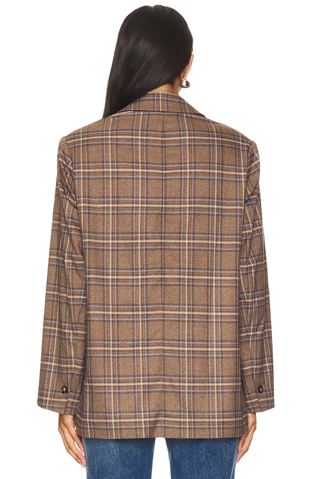 Leah Blazer Brown Plaid Multi Women Lovers and Friends Jackets and Coats