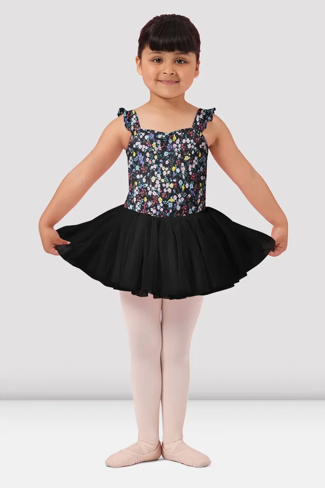 Leotards Girls Mirella Ditsy Floral Wide Strap Tutu Dress Black 8211 Bloch Children