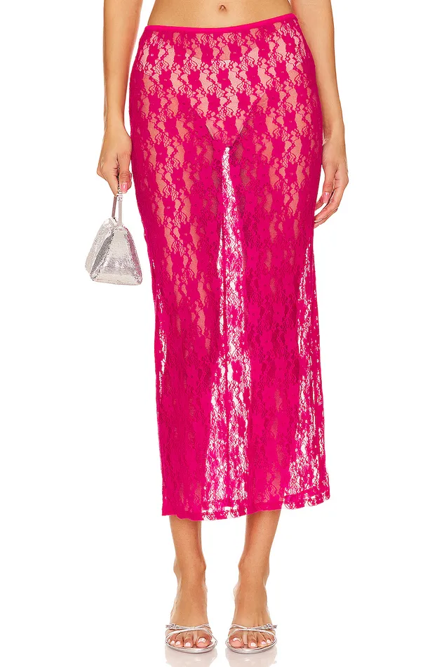 Lia Sheer Skirt Hot Pink Women Lovers and Friends Skirts