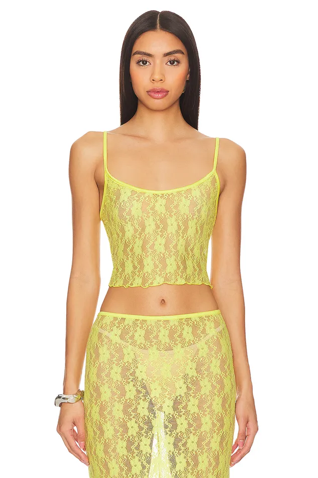 Lia Sheer Tank Top Bright Yellow Women Lovers and Friends Tops
