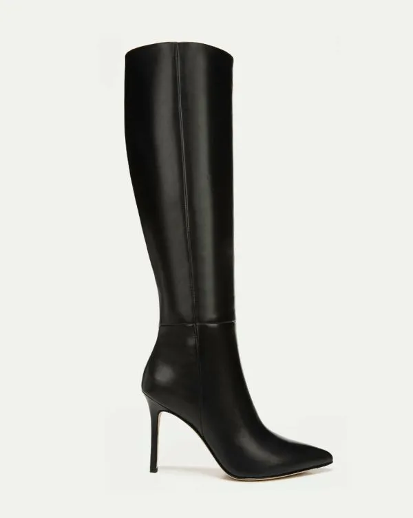 Lisa Leather Tall Boot WideCalf Black Leather Women Veronica Beard Shoes