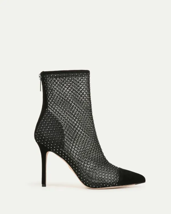 Lisa Rhinestone Mesh Bootie Black Women Veronica Beard Shoes