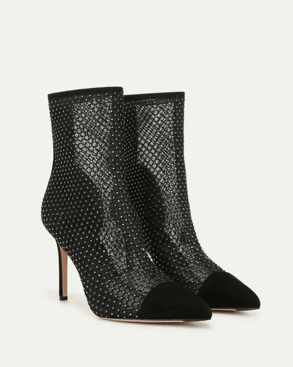Lisa Rhinestone Mesh Bootie Black Women Veronica Beard Shoes