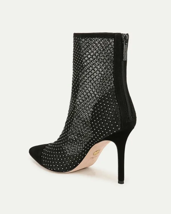Lisa Rhinestone Mesh Bootie Black Women Veronica Beard Shoes