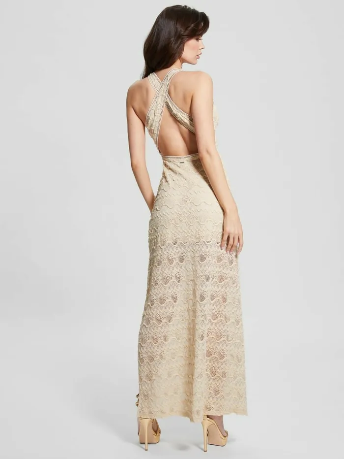 Liza Lace Maxi Dress Pearl Oyster Women Dresses and Jumpsuits GUESS Liza Lace Maxi Dress Pearl Oyster Women Dresses and Jumpsuits GUESS