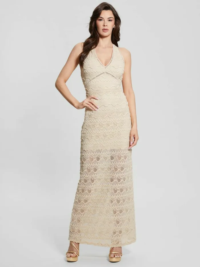 Liza Lace Maxi Dress Pearl Oyster Women Dresses and Jumpsuits GUESS Liza Lace Maxi Dress Pearl Oyster Women Dresses and Jumpsuits GUESS