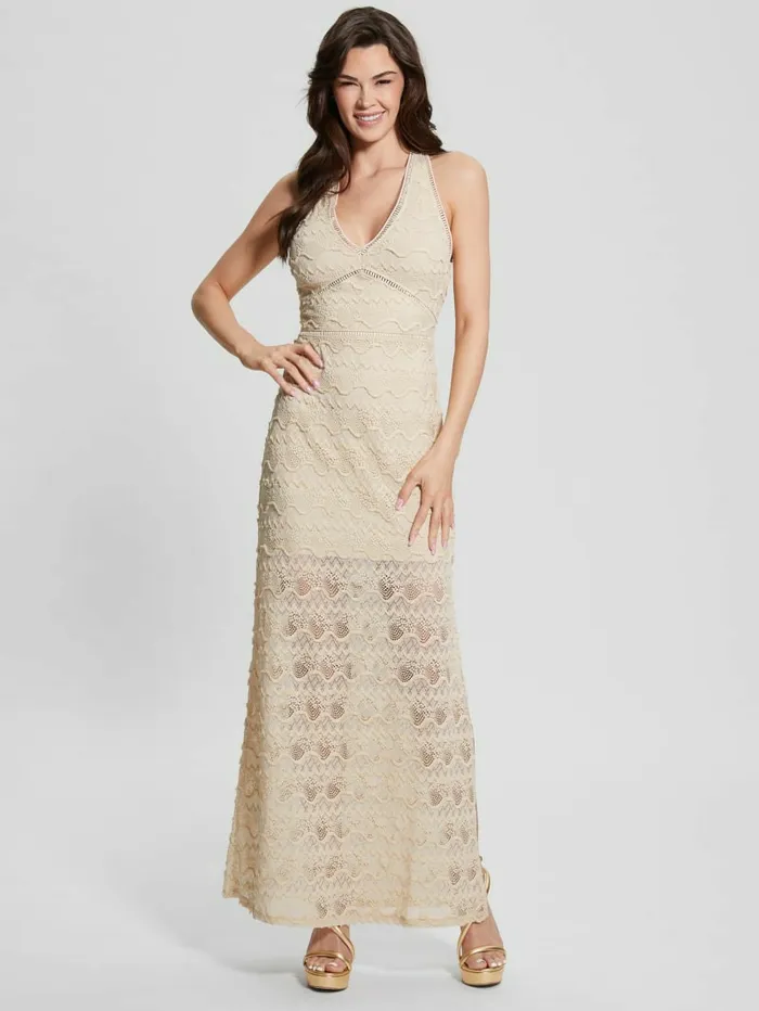 Liza Lace Maxi Dress Pearl Oyster Women Dresses and Jumpsuits GUESS Liza Lace Maxi Dress Pearl Oyster Women Dresses and Jumpsuits GUESS