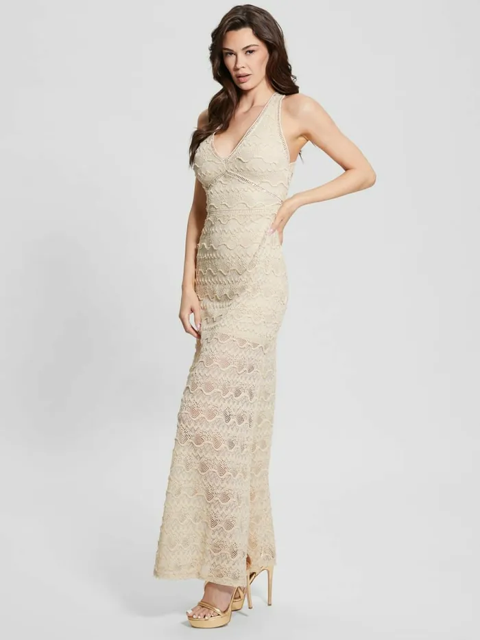 Liza Lace Maxi Dress Pearl Oyster Women Dresses and Jumpsuits GUESS Liza Lace Maxi Dress Pearl Oyster Women Dresses and Jumpsuits GUESS