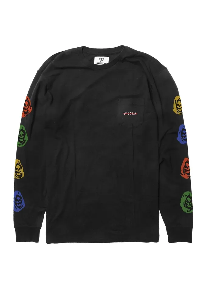 Long Sleeve Tees Men Vissla Lost Souls Ls Pkt Tee Black
