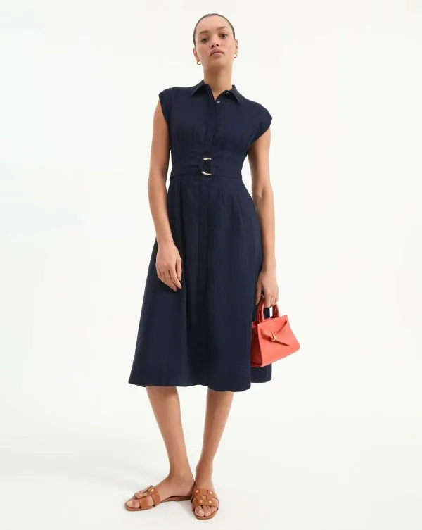 Loreta Dress Navy Women Veronica Beard Dresses