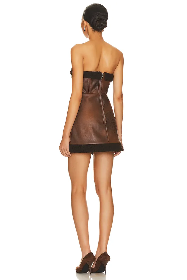 Lucie Mini Dress Dark Brown Women Lovers and Friends Leather