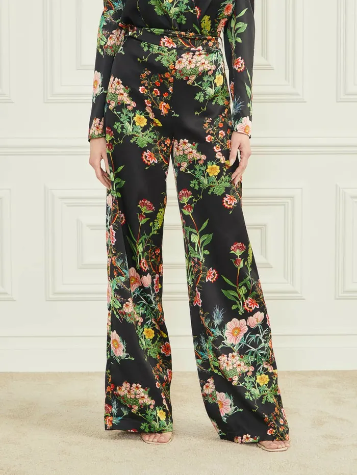 Lucy Pant Black Beauty Print Women Bottoms GUESS