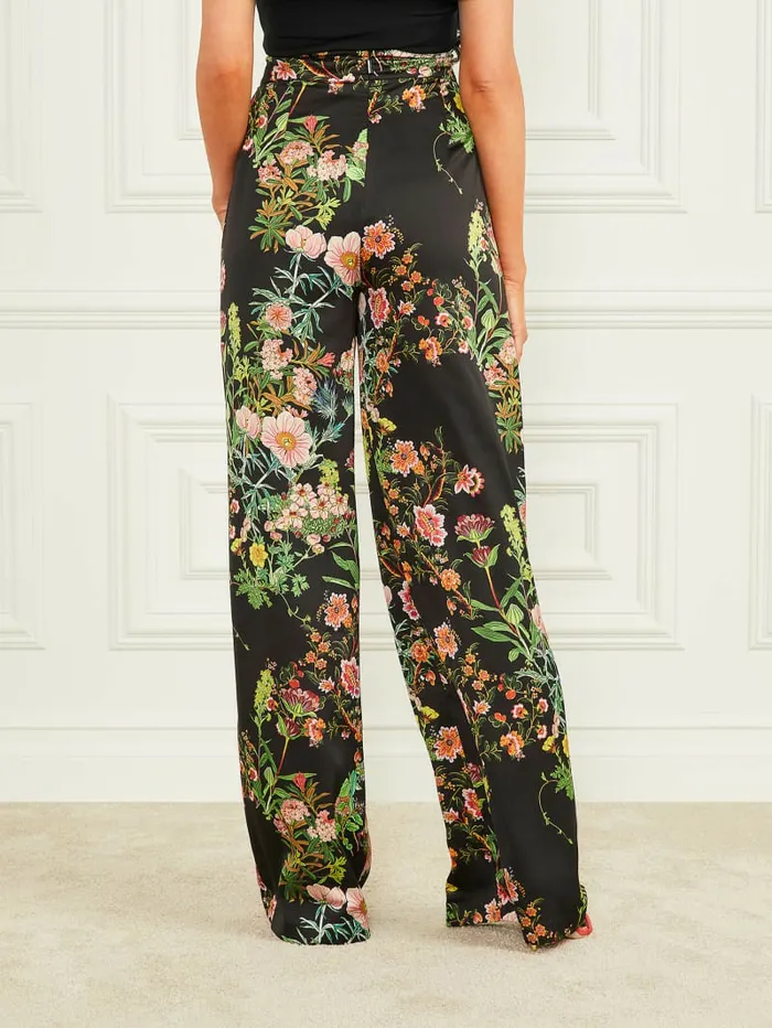 Lucy Pant Black Beauty Print Women Bottoms GUESS