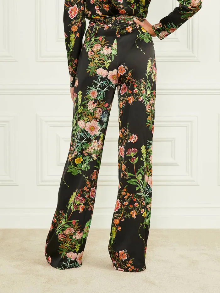 Lucy Pant Black Beauty Print Women Bottoms GUESS