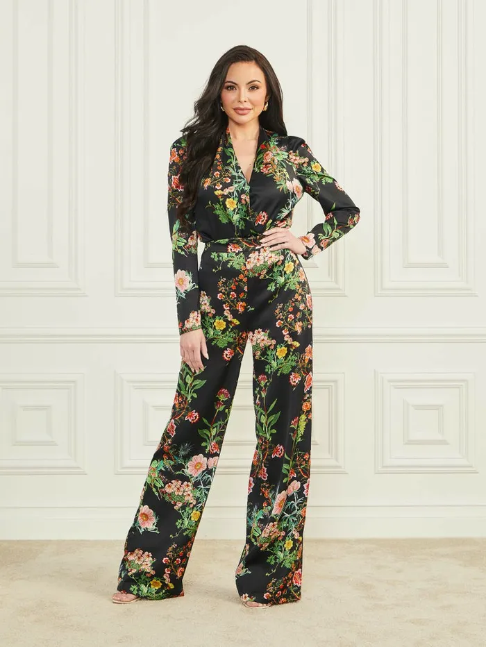 Lucy Pant Black Beauty Print Women Bottoms GUESS