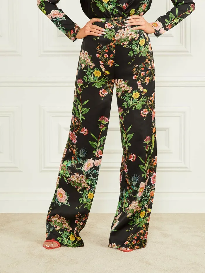 Lucy Pant Black Beauty Print Women Bottoms GUESS