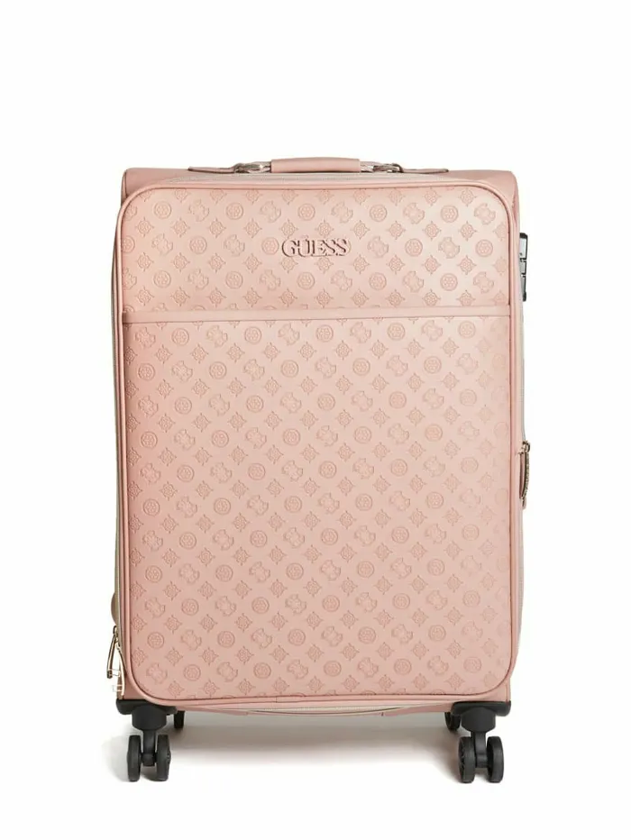 Luggage and Travel Bags WomenMen GUESS Janelle 248243 Debossed Peony Roller Suitcase Rosewood