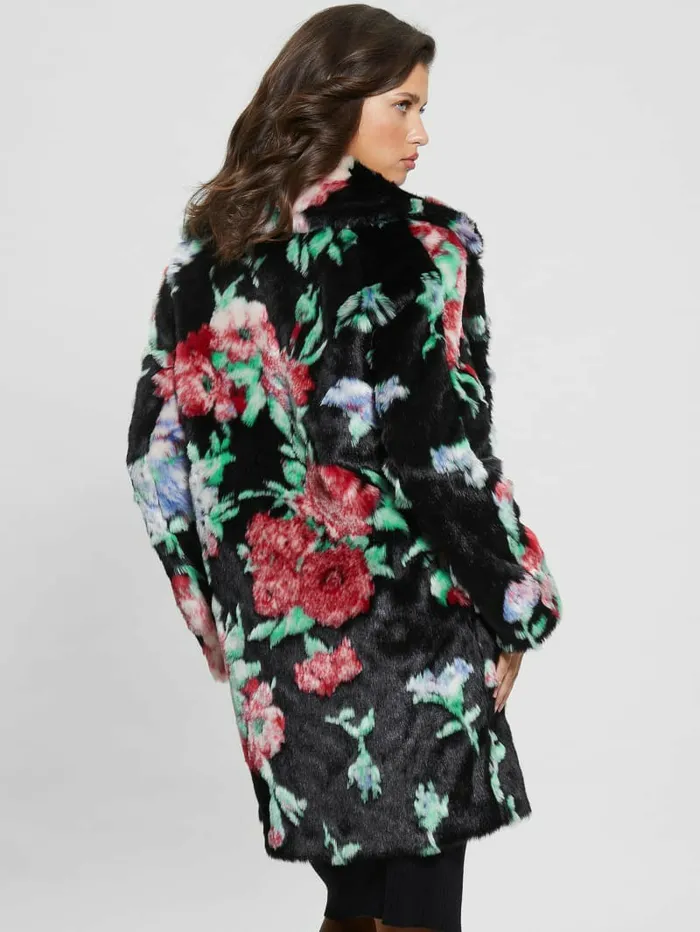 Magda FauxFur Coat Blossom Flower Black Jackets and Coats GUESS Women Magda FauxFur Coat Blossom Flower Black Jackets and Coats GUESS Women