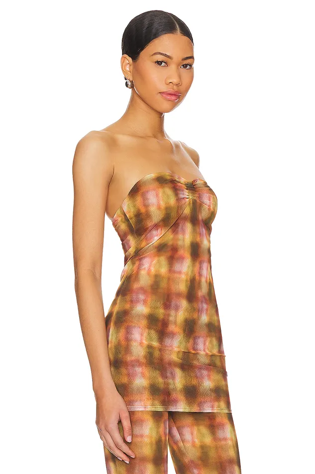 Mel Top Brown Plaid Women Lovers and Friends Tops Mel Top Brown Plaid Women Lovers and Friends Tops