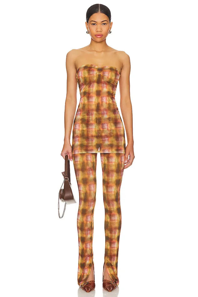 Mel Top Brown Plaid Women Lovers and Friends Tops Mel Top Brown Plaid Women Lovers and Friends Tops