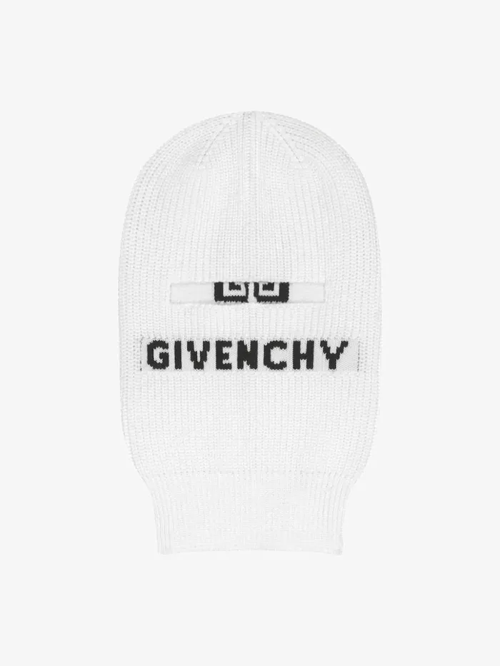 Men Beanies and Caps Givenchy GIVENCHY 4G Knitted Balaclava In Wool Whiteblack Men Beanies and Caps Givenchy GIVENCHY 4G Knitted Balaclava In Wool Whiteblack
