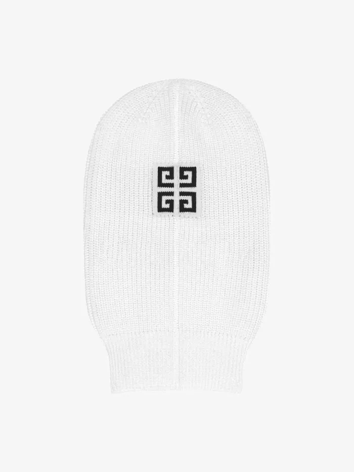 Men Beanies and Caps Givenchy GIVENCHY 4G Knitted Balaclava In Wool Whiteblack Men Beanies and Caps Givenchy GIVENCHY 4G Knitted Balaclava In Wool Whiteblack