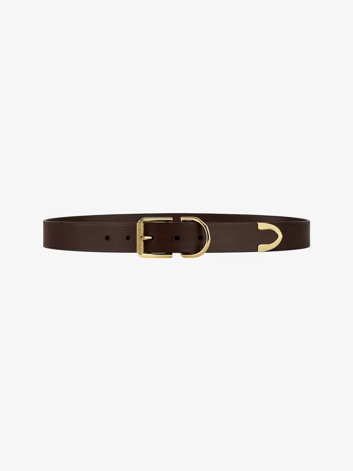 Men Belts Givenchy Voyou Belt In Leather Dark Brown