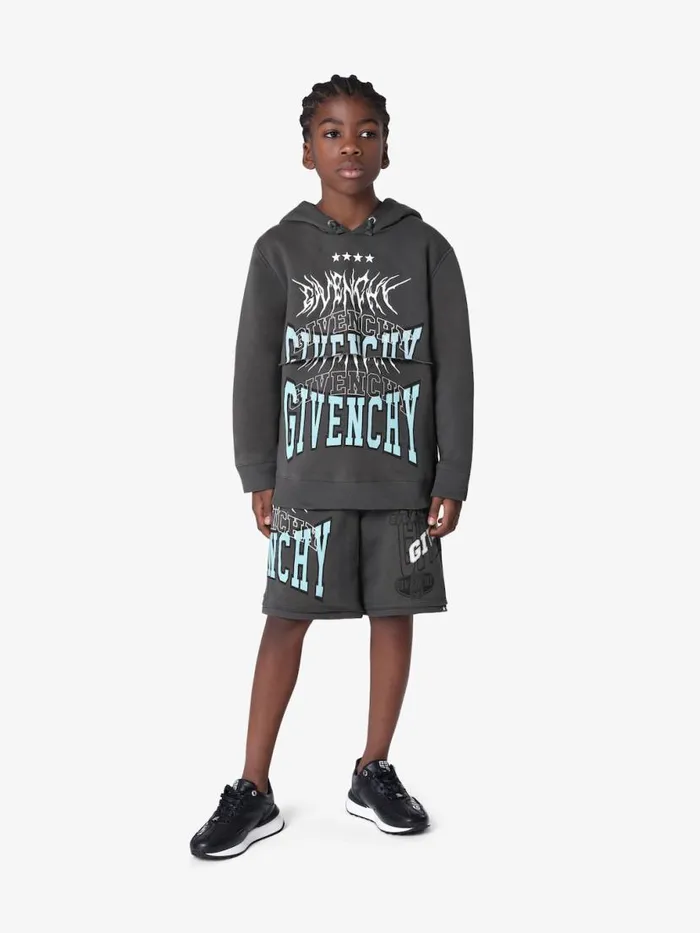 Men Boy 4 To 12 Years Givenchy GIVENCHY Hoodie In Fleece Grey Blue