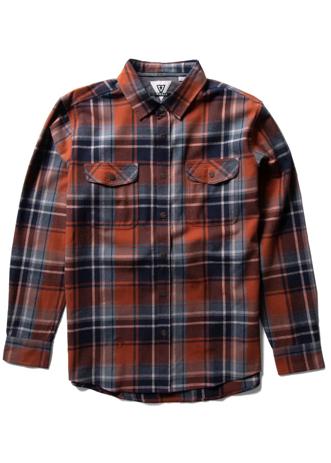 Men Central Coast Ls Flannel Terracotta Shirts and Flannels Vissla