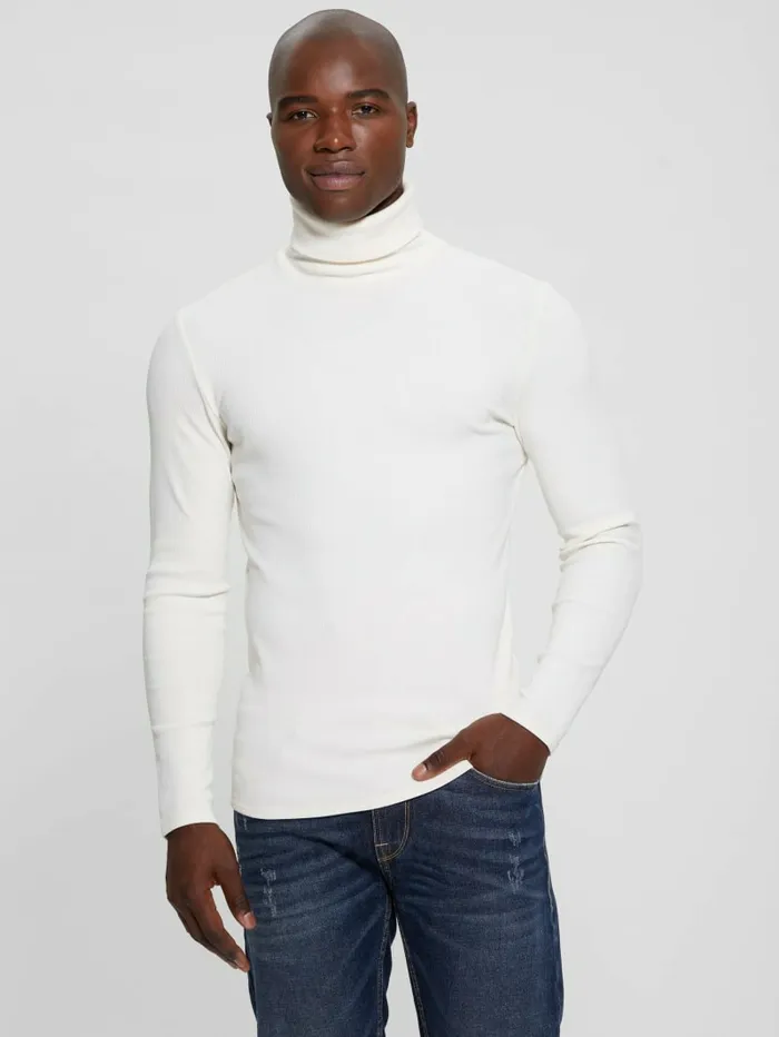 Men GUESS Mateo Turtleneck Tee Vanilla Cream TShirts and Tanks