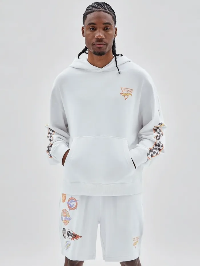 Men Hoodies and Sweaters GUESS GUESS Originals x Hot Wheels Hoodie Pure White Men Hoodies and Sweaters GUESS GUESS Originals x Hot Wheels Hoodie Pure White
