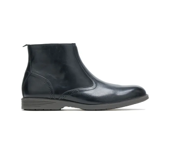 Men Hush Puppies Shepsky Zip Boot Black Leather Boots