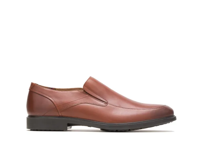 Men Hush Puppies Turner Mt SlipOn British Tan Wp Leather SlipOns