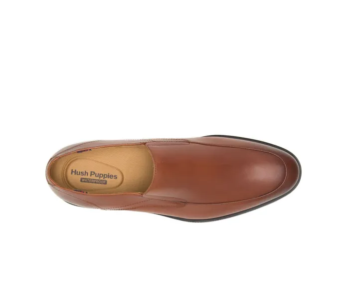 Men Hush Puppies Turner Mt SlipOn British Tan Wp Leather SlipOns
