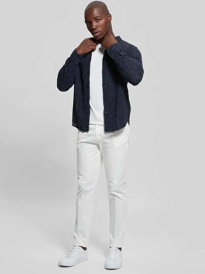 Men Indio Embroidered Shirt Bleu lgant Shirts GUESS Men Indio Embroidered Shirt Bleu lgant Shirts GUESS