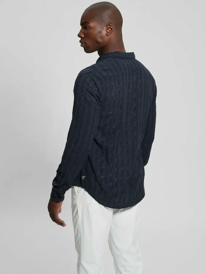 Men Indio Embroidered Shirt Bleu lgant Shirts GUESS Men Indio Embroidered Shirt Bleu lgant Shirts GUESS
