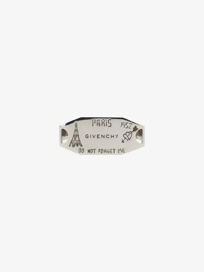 Men Jewelry Givenchy City Double Finger Ring In Metal Silvery