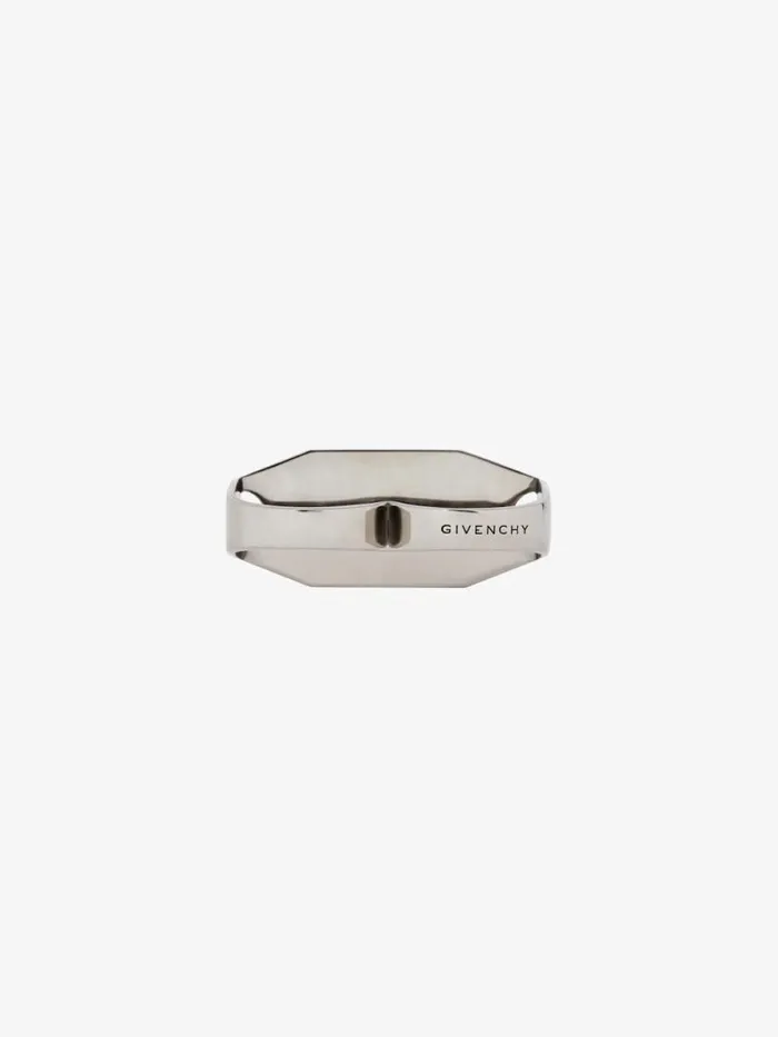 Men Jewelry Givenchy City Double Finger Ring In Metal Silvery Men Jewelry Givenchy City Double Finger Ring In Metal Silvery