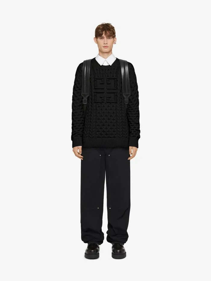 Men Knitwear Givenchy 4G Cableknit Sweater Black