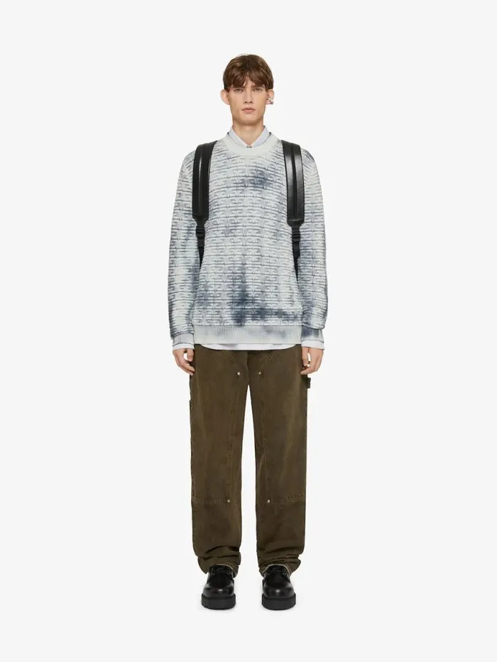 Men Knitwear Givenchy Sweater In 4G Wool With Overdyed Effect Blackwhite