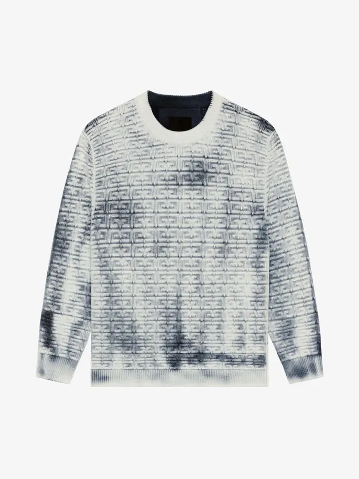 Men Knitwear Givenchy Sweater In 4G Wool With Overdyed Effect Blackwhite