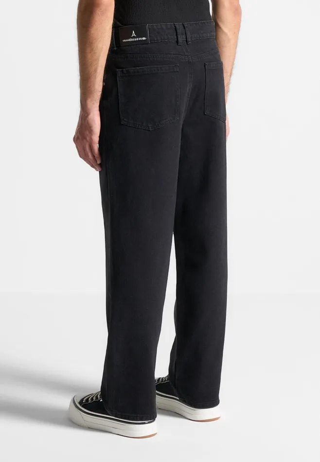 Men Manire De Voir Pleated Jeans Washed Black