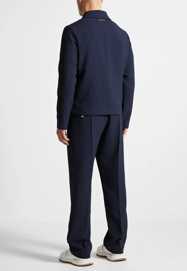 Men Manire De Voir Regular Fit Waffle Seersucker Tailored Trousers Navy