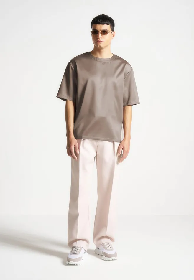Men Manire De Voir Satin Boxy Fit TShirt Taupe