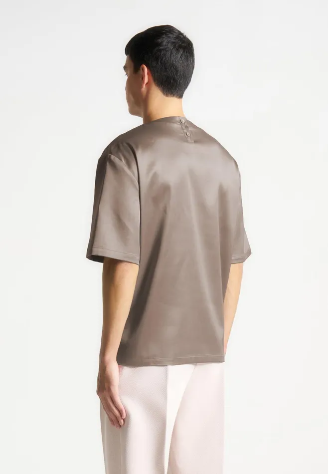 Men Manire De Voir Satin Boxy Fit TShirt Taupe