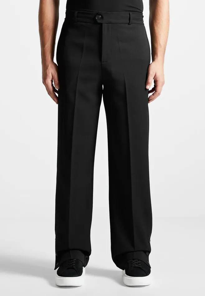 Men Manire De Voir Straight Leg Buttoned Cuff Trousers Black