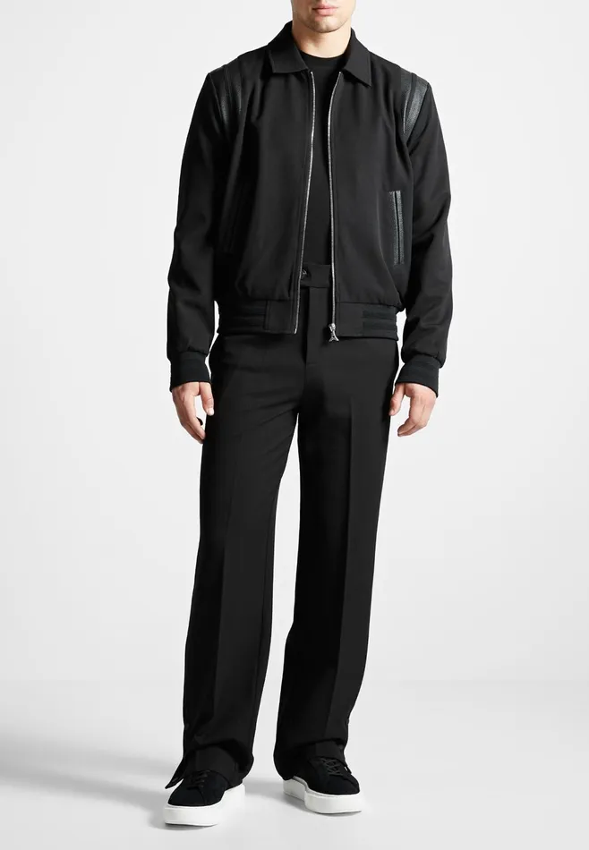 Men Manire De Voir Straight Leg Buttoned Cuff Trousers Black
