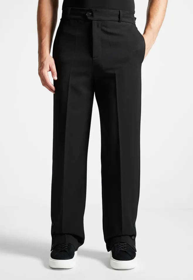 Men Manire De Voir Straight Leg Buttoned Cuff Trousers Black