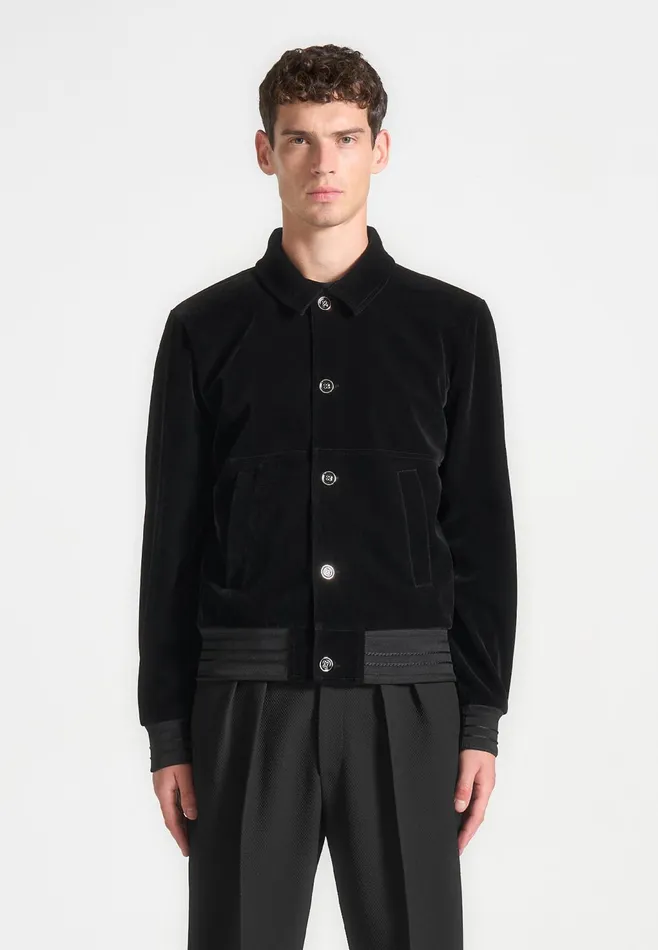 Men Manire De Voir Velvet Trucker Jacket Black
