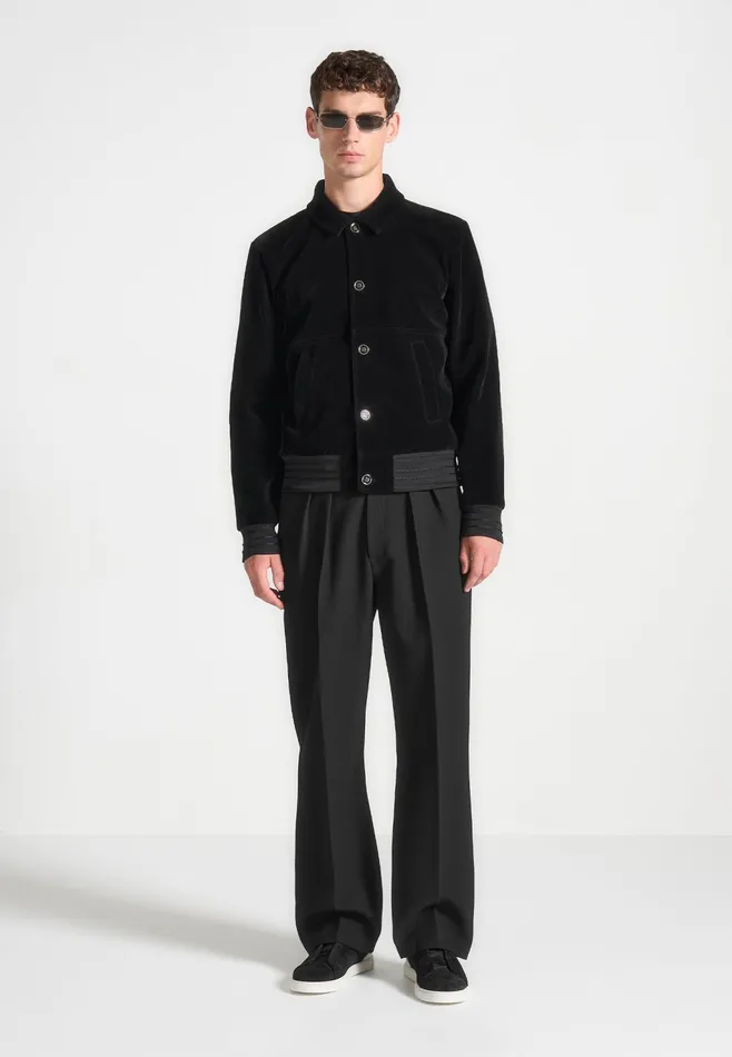 Men Manire De Voir Velvet Trucker Jacket Black